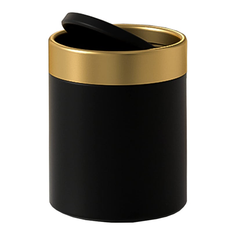 JILLICK Mini Trash Can with Lid, Metal Small Tiny Mini Trash Bin Can, Mini Countertop Trash Cans for Desk Car Office Kitchen, Swing Top Trash Bin 1.5 L/0.40 Gal (Black) - Image 2